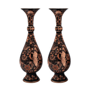 Handgemaakt Perzisch Gegraveerd Koperen Vaasje Decoratief – Set van 2