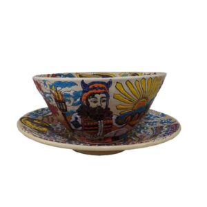 Handgemaakte Aardewerk Set – Bord & Kom – Shahnameh Design