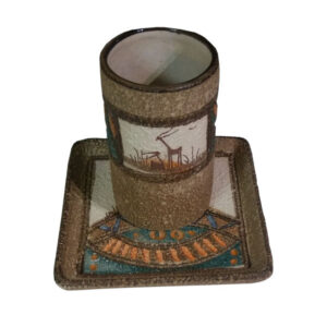 Artistieke Aardewerk Mok – Decoratief met Onderzetter, Mzlsm Model