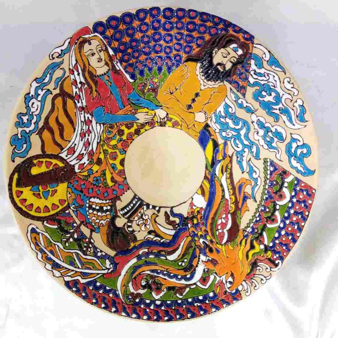 Handgemaakte Aardewerk Set – Bord & Kom – Shahnameh Design