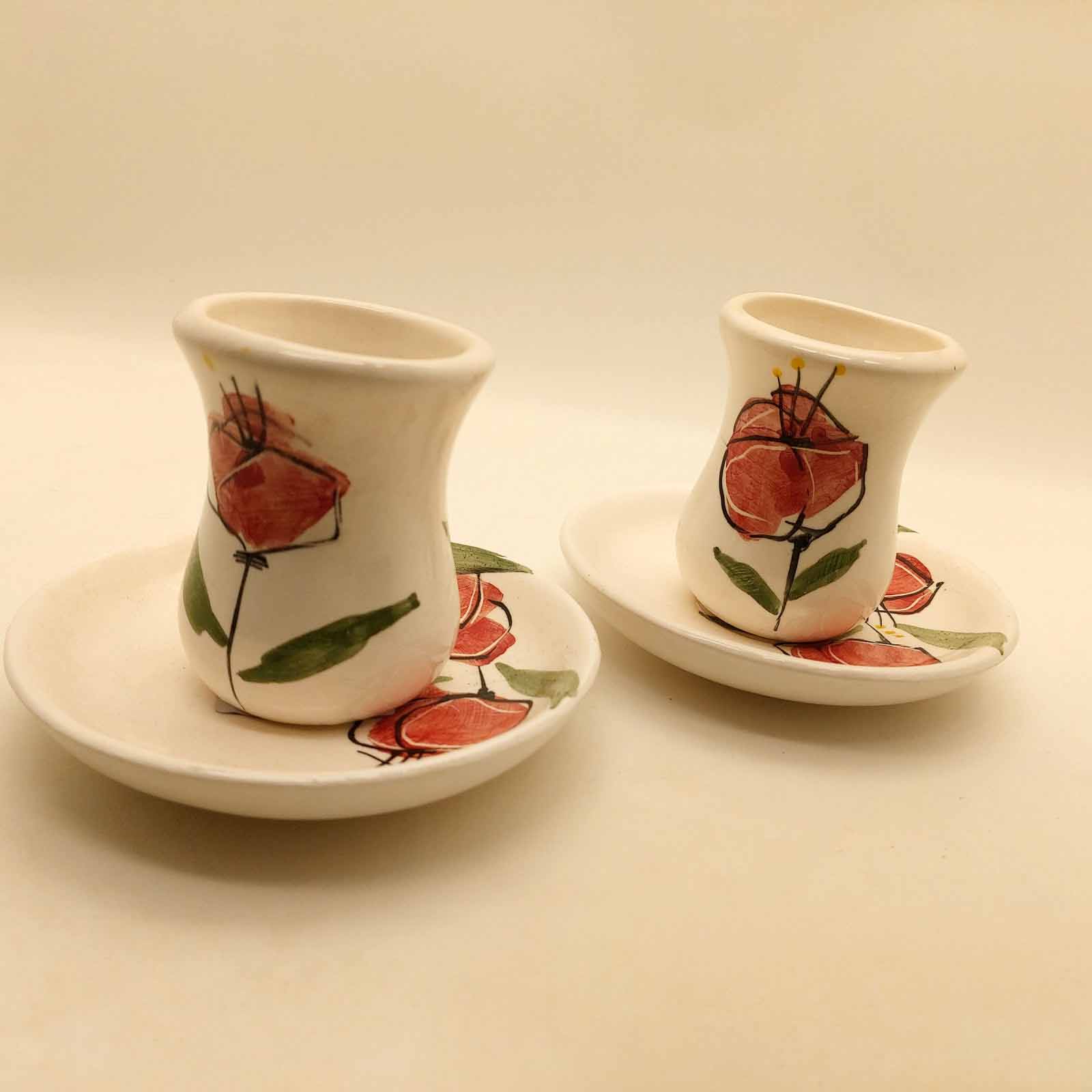 Perzische Theekop Set met Schotel – Shaghayegh Bloem Aardewerk