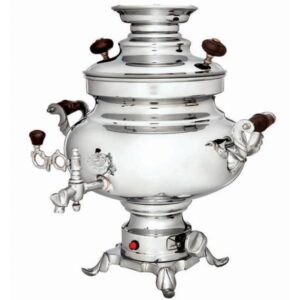 Perzische Elektrische Samovar – Messing Zilverkleurig – 5,5 Liter