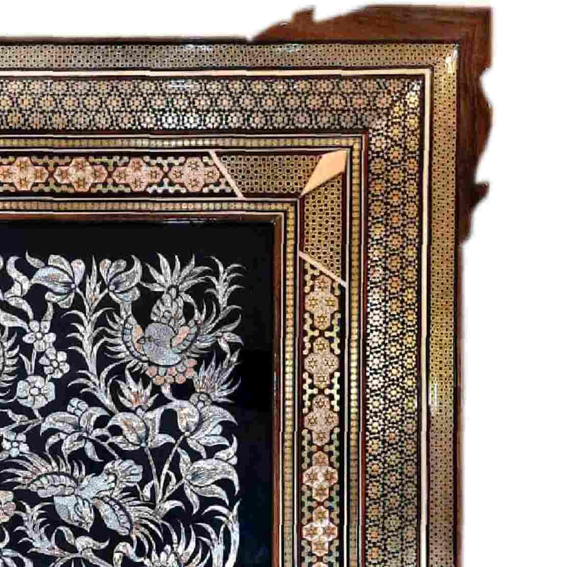 Handgemaakt Ingelijste Perzische Gegraveerde Koperen Kunst Vogels & Bloemen – Traditionele Muurdecoratie