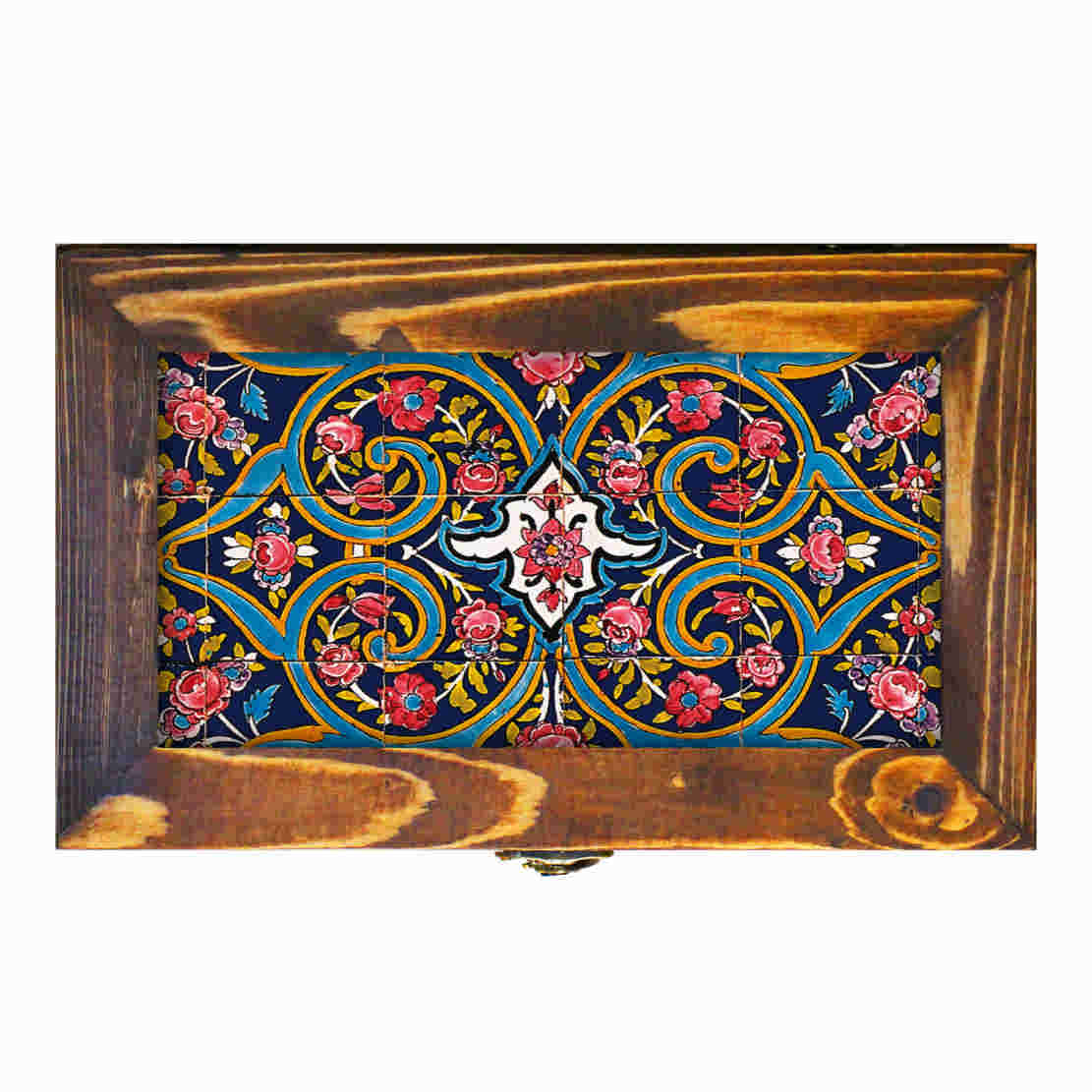 Houten geschenkdoos met Perzisch geïnspireerd bloemenpatroon