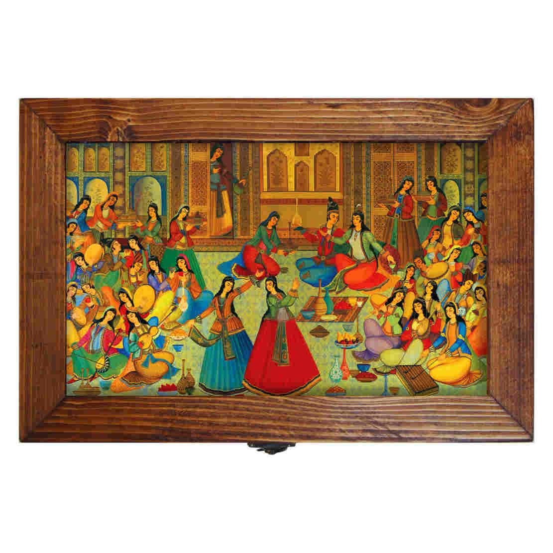 Houten geschenkdoos met Perzisch geïnspireerd schilderij-patroon