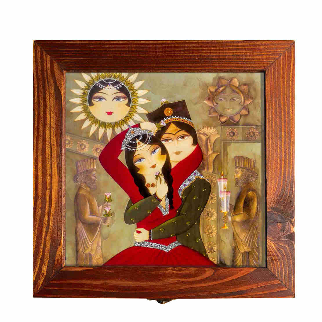 Houten geschenkdoos met Perzisch geïnspireerd Qajar-patroon