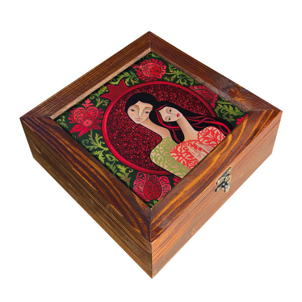 Houten geschenkdoos met Perzisch geïnspireerd liefdespatroon