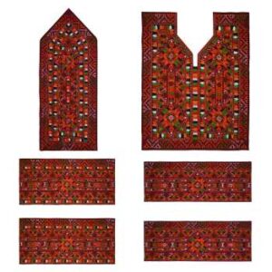 Handgemaakte Balochi Geborduurde Jurk Paneel – Rood