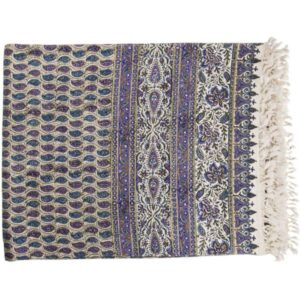 Perzisch Tafelkleed Isfahan Kalamkari — Model Blauw & Purper — Handgemaakte Blokdruk