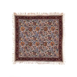 Perzisch Tafelkleed Isfahan Kalamkari — Model Qajar — Handgemaakte Blokdruk Rood