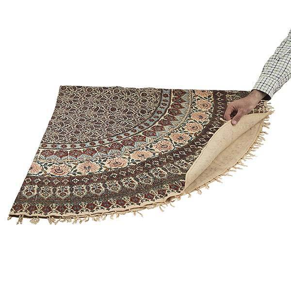 Perzisch Tafelkleed Isfahan Kalamkari — Model Bloemen Cream — Handgemaakte Blokdruk
