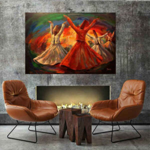 Perzische Houten Posterprint – Sama Dansers Wandkunst