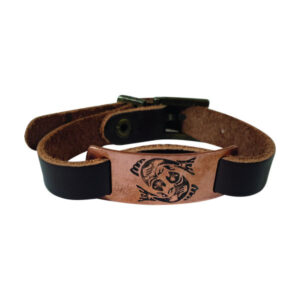 Artistieke Leren Armband met Koper – Esfand Symbool