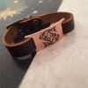 Artistieke Leren Armband met Koper – Esfand Symbool