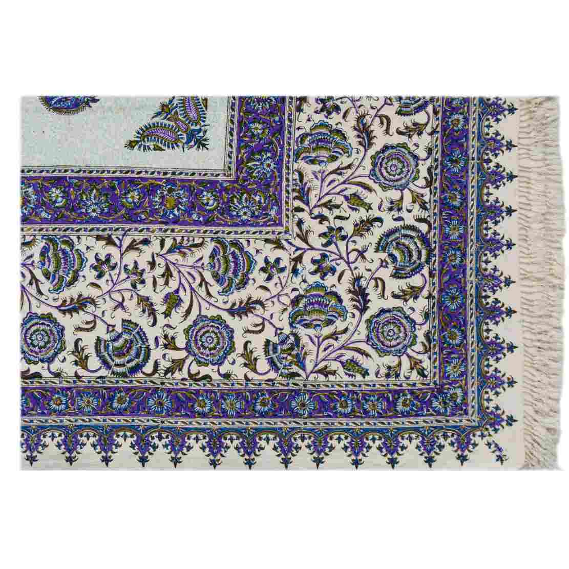 Perzisch Tafelkleed Isfahan Kalamkari — Model Zon Purper — Handgemaakte Blokdruk
