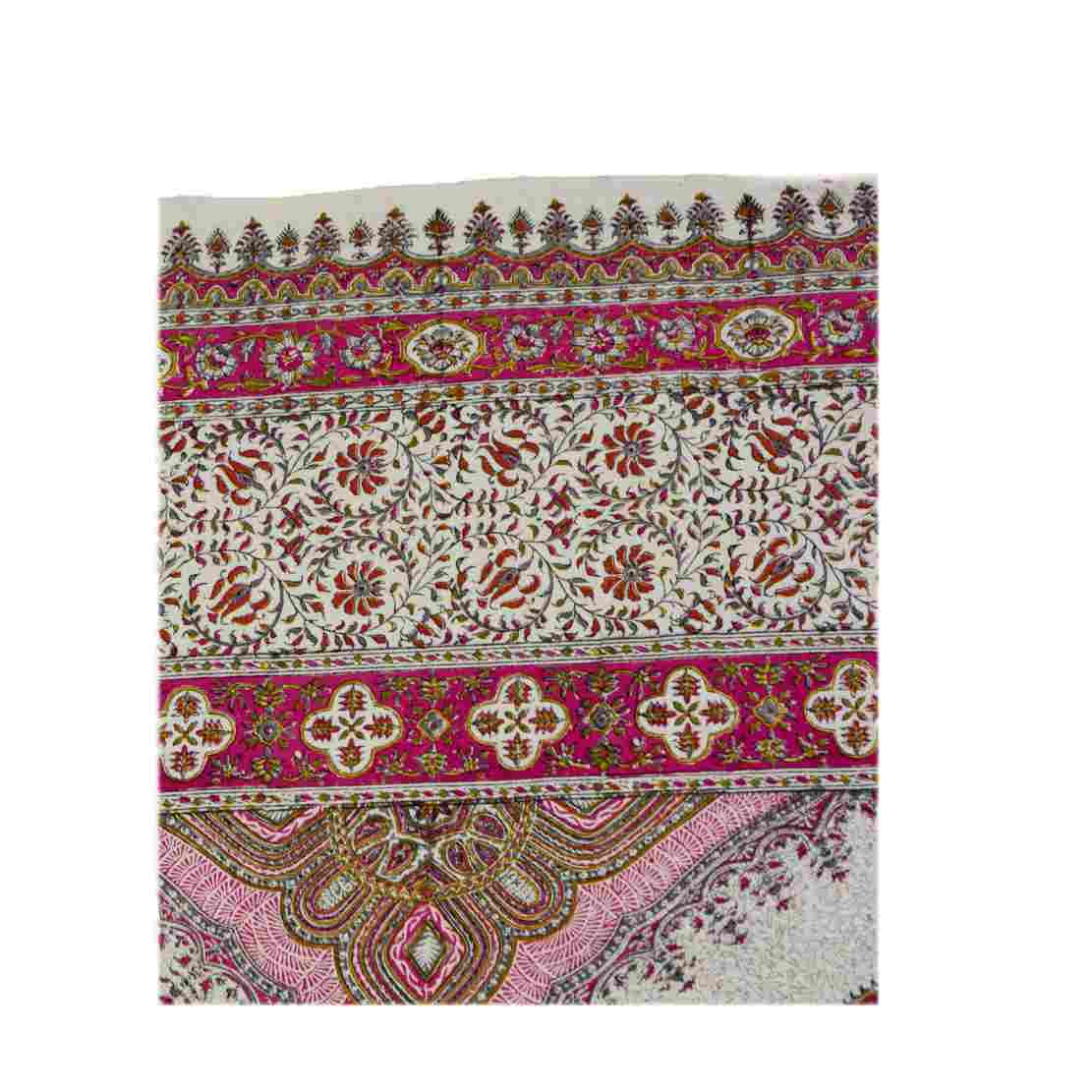 Perzisch Tafelkleed Isfahan Kalamkari — Model Zon — Handgemaakte Blokdruk Cream