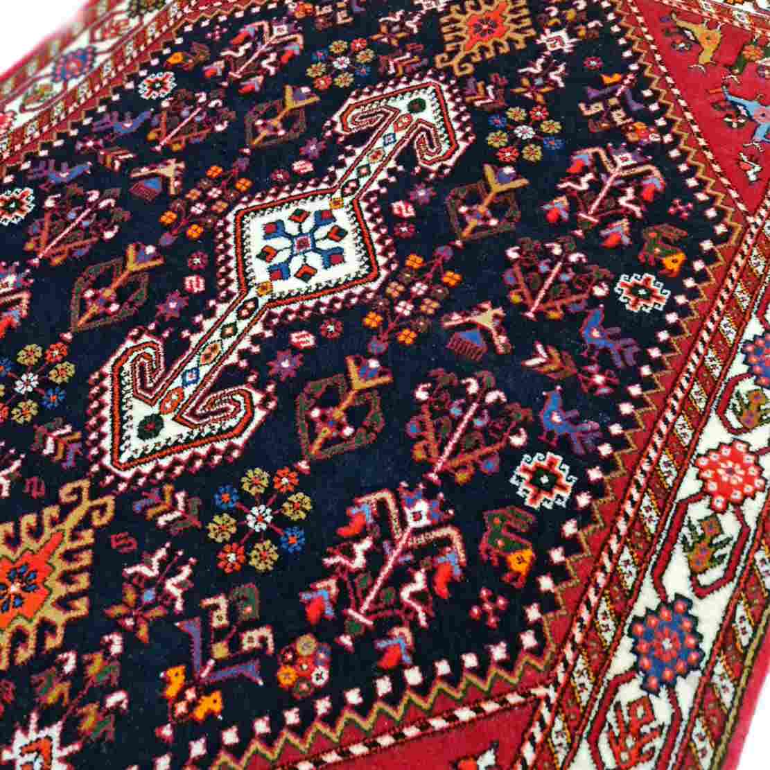 Handgeknoopt Perzisch Isfahan Tapijt (Tribaal Toranj Geometrisch Medaillon) – Rode Wol