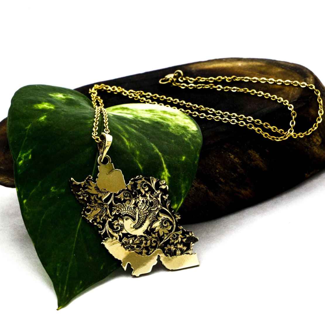 Perzische messing ketting minimalistisch kaart van Iran