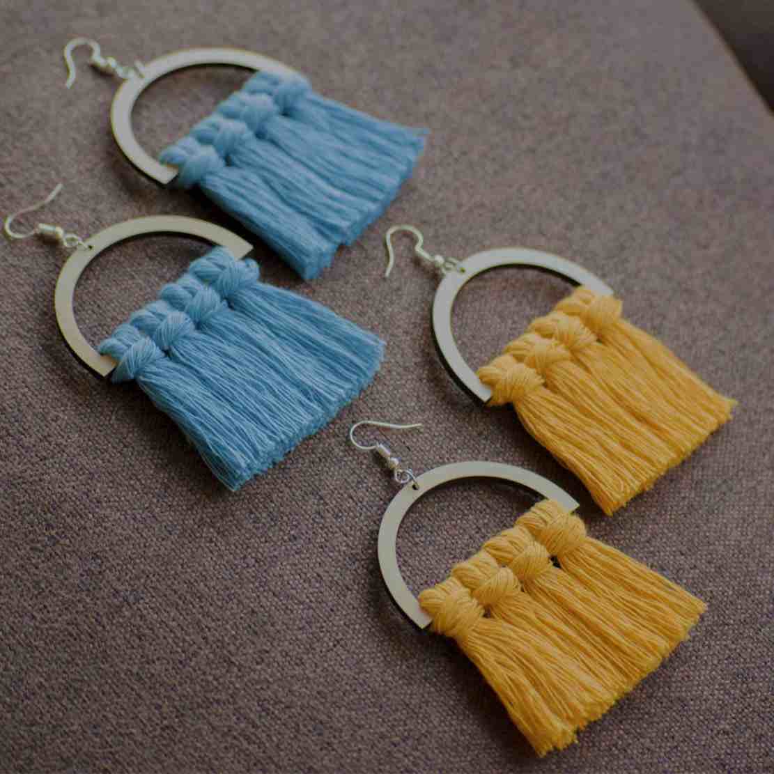 Macrame Tassel Oorbellen Model Cirkel
