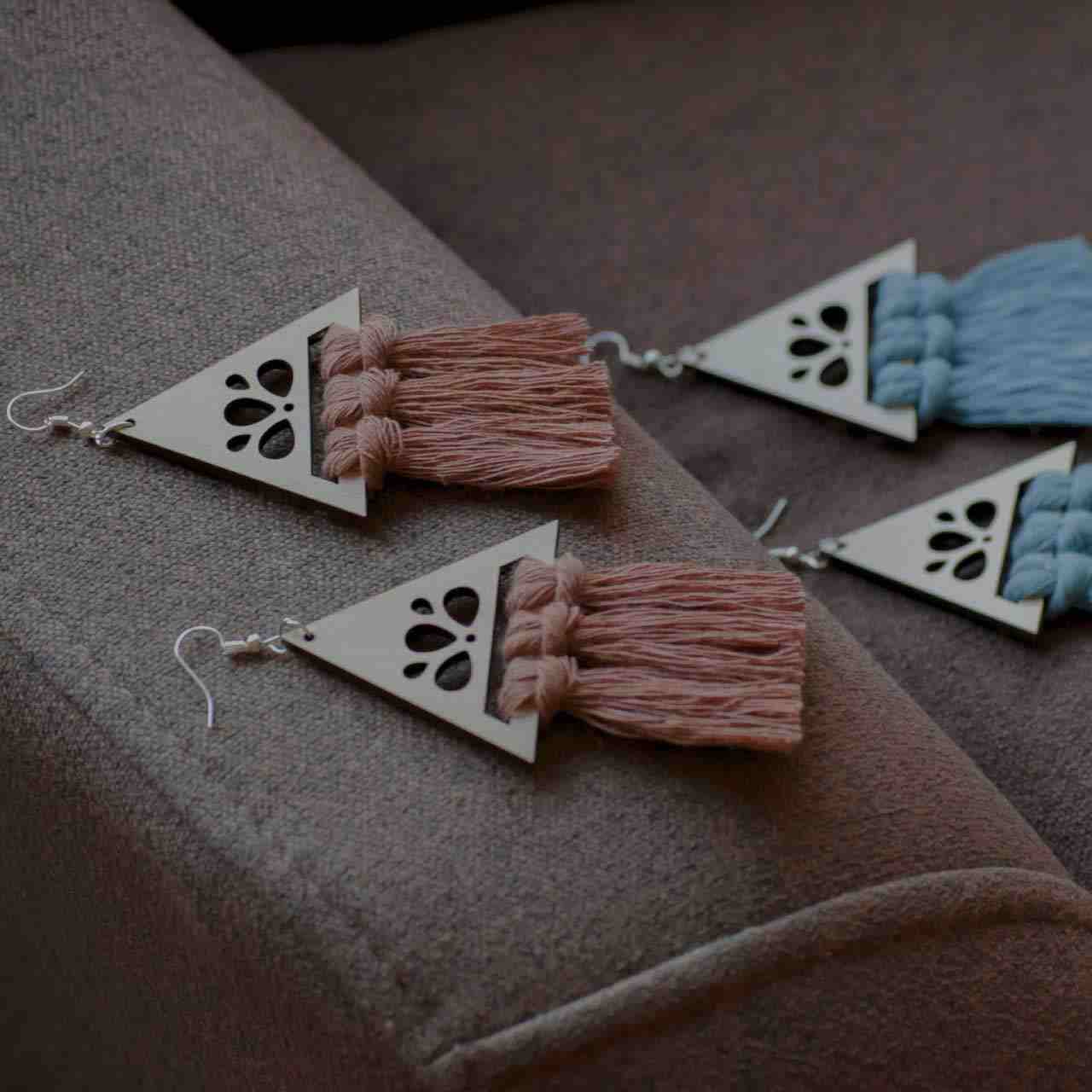 Macrame Tassel Oorbellen Model Driehoek
