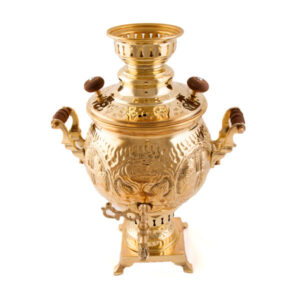 Perzische Messing Samovar Decoratieve Houtskool Theemaker Bloem Motieven 4-Liter