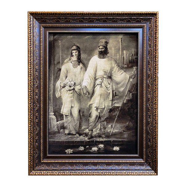 Handgeknoopte Perzische Picturale Tapijt uit Tabriz, Weergave van Cyrus & Mandane