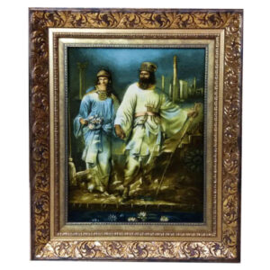 Handgeknoopte Perzische Picturale Tapijt uit Tabriz, Weergave van Cyrus & Mandane
