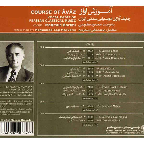 Cursus van Avaz (Perzische Klassieke Muziek) volgens Mahmoud Karimi