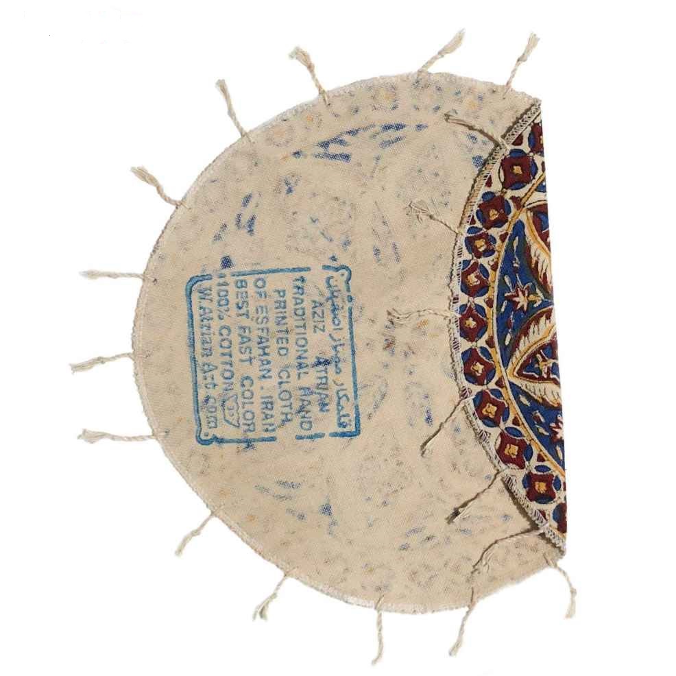 Perzisch Tafelkleed Isfahan Kalamkari — Model Sarv — Handgemaakte Blokdruk Blauw