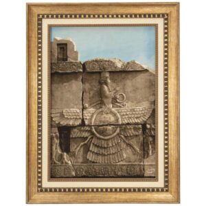 Handgeknoopte Perzische Picturale Tapijt uit Tabriz, Weergave van Persepolis
