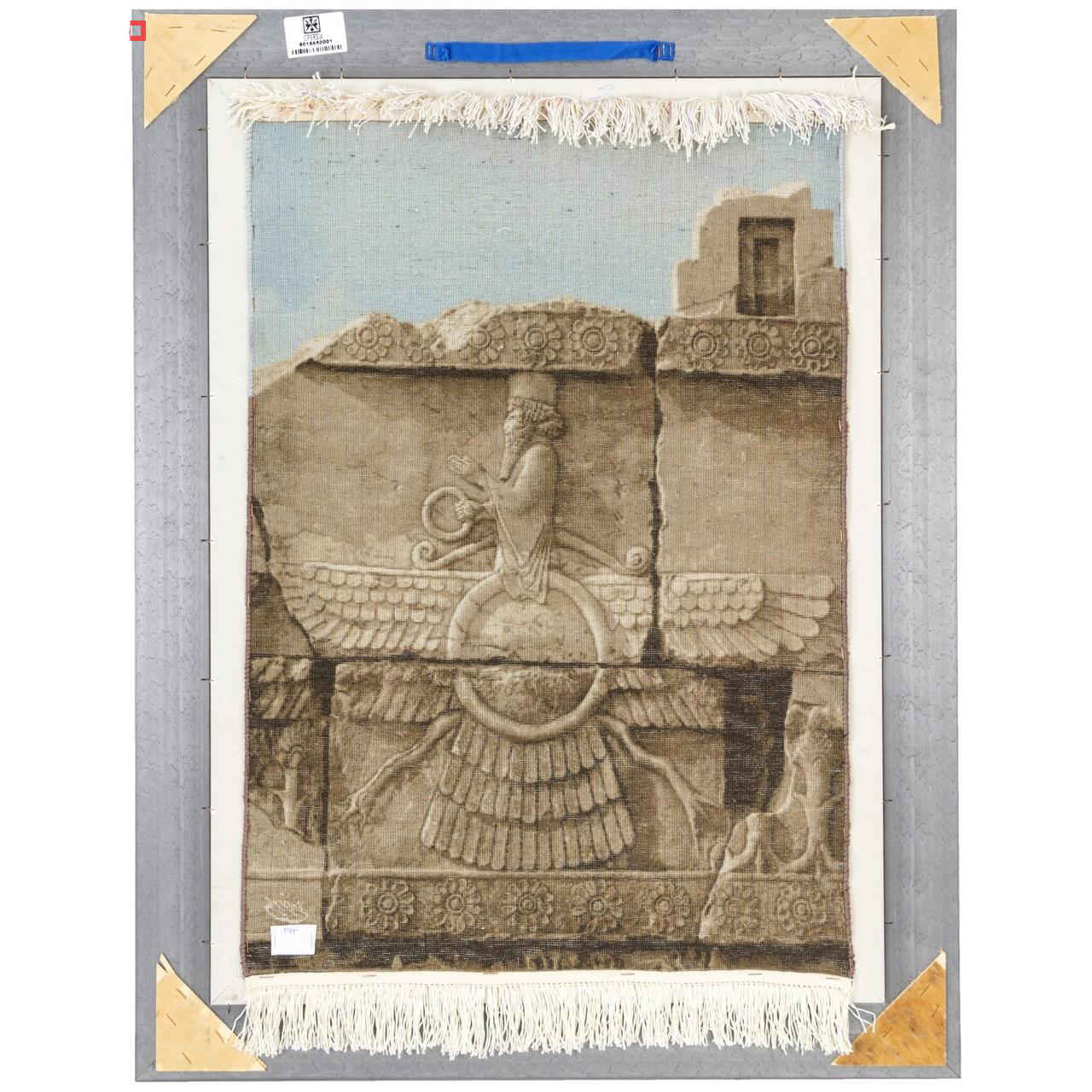 Handgeknoopte Perzische Picturale Tapijt uit Tabriz, Weergave van Persepolis