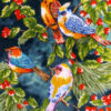 Handgeknoopte Perzische Beeldende Tapijt uit Tabriz die Vogels en Bloemen Uitbeeldt