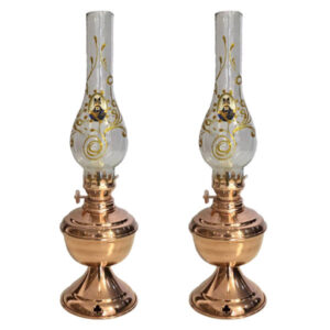 Perzische Koperen Kerosine Olie Lamp Model Shah Abbas (2x)