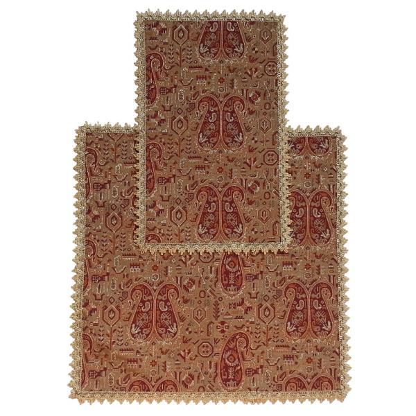 Draagbaar Reisgebedskleed – Rood & Bruin Paisley Design