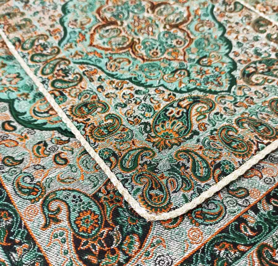 Draagbaar Reisgebedskleed – Groene Paisley Termeh Stof