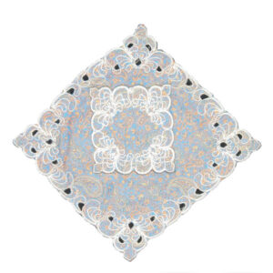 Draagbaar Reisgebedskleed – Wit & Blauw Paisley Design