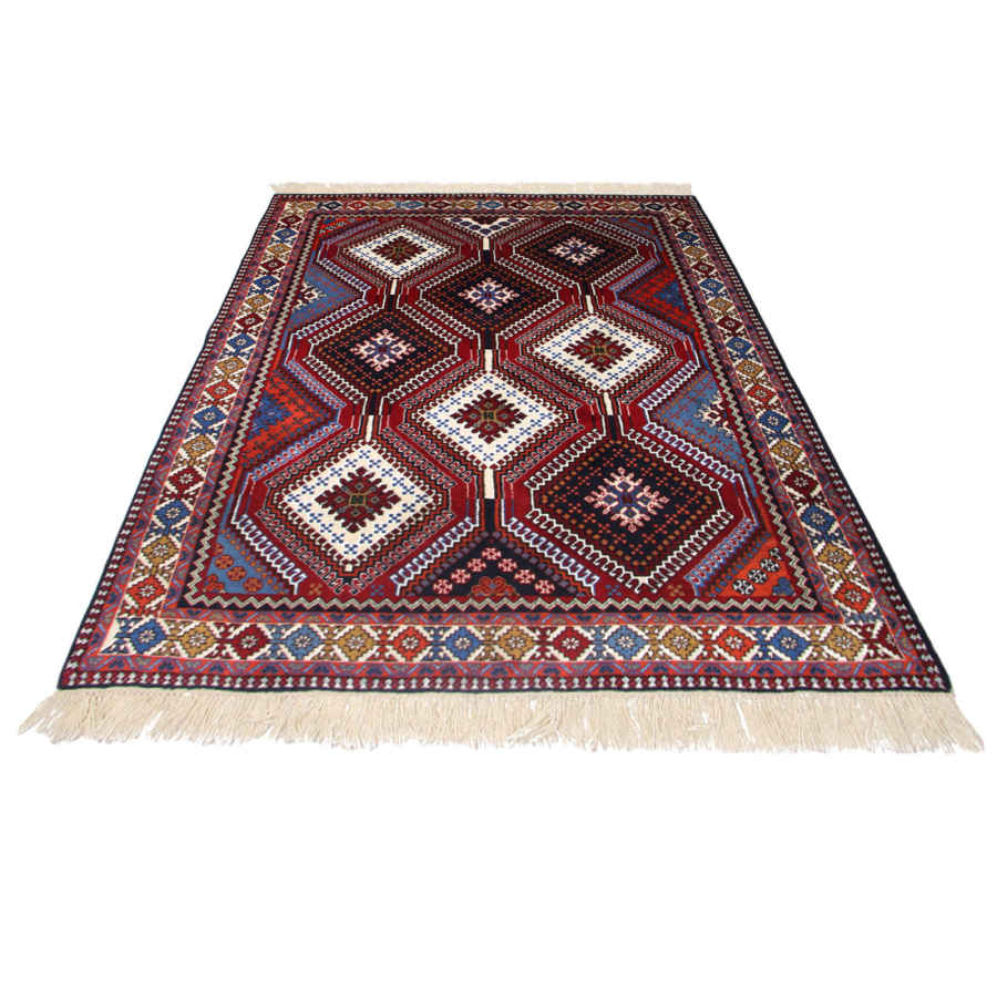 Handgeknoopt Perzisch Qashqai Tapijt (Kheshti Geometrische Ruit) – Bruine Wol