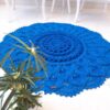 Handgeweven Boho Macrame Vloerkleed – Blauwe Maral-patroon