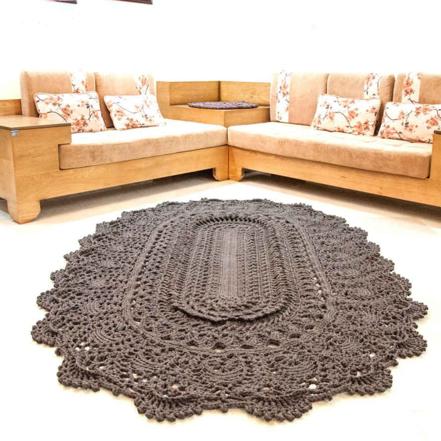 Handgeweven Boho Macrame Vloerkleed – Bruine Kleur