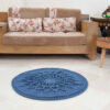 Handgeweven Boho Macrame Vloerkleed – Blauwe Zon-ontwerp