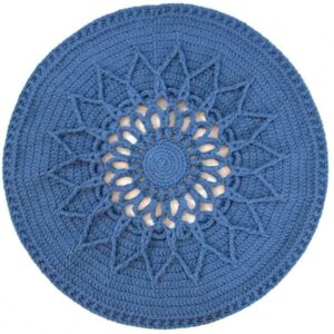 Handgeweven Boho Macrame Vloerkleed – Blauwe Zon-ontwerp