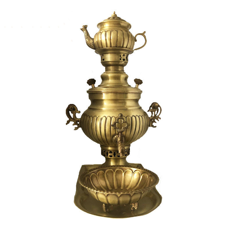Perzische Messing Samovar Decoratieve Houtskool Theemaker 3,5 Liter