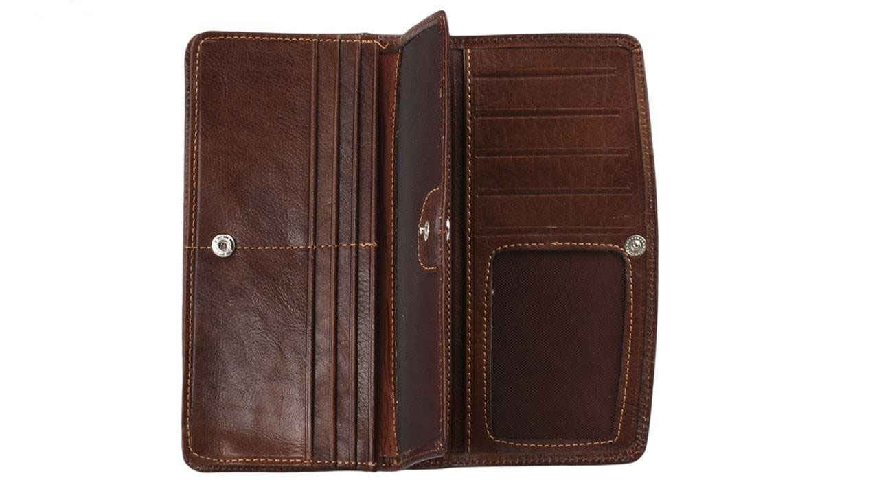 Perzische Leren Lange Portemonnee met Hakhamanesh Design
