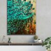 Perzische Houten Poster Print – Groene Khat Muurkunst