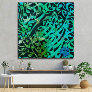Perzische Houten Poster Print – Turquoise Muurkunst