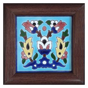 Decoratieve Perzische Ceramic Tile in Lijst – Turquoise
