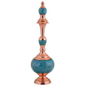 Decoratieve Koperen Fles Perzische Ambachtelijke Turquoise Inlegwerk Arg