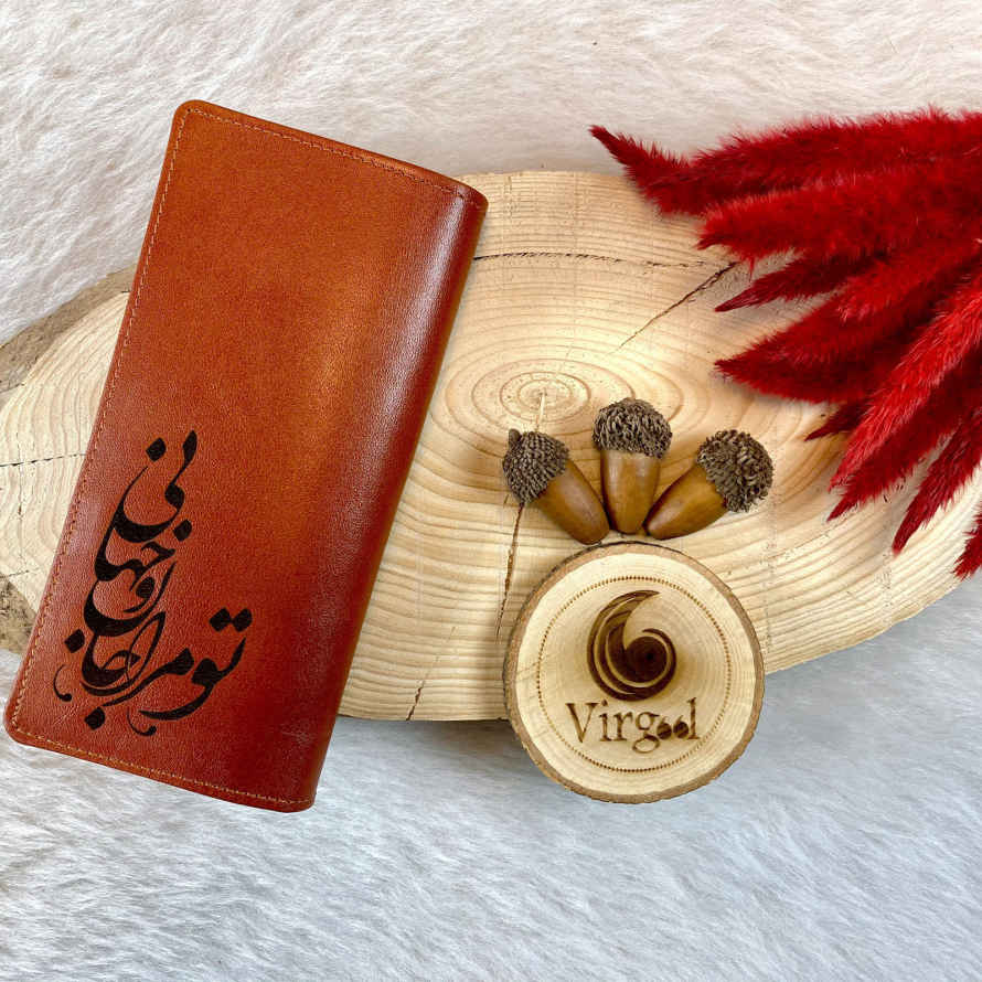 Perzische Leren Lange Portemonnee met Love Design