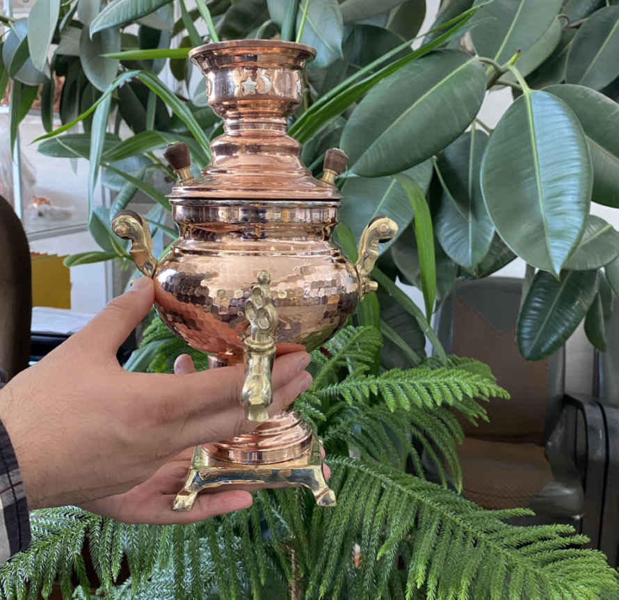 Perzische Koperen Samovar Decoratieve Houtskool Theemaker 1 Liter