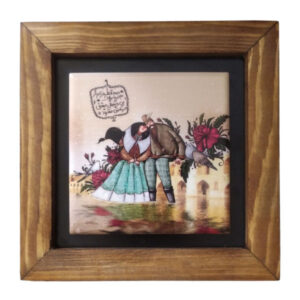 Decoratieve Perzische Ceramic Tile in Lijst – Liefde & Bloemen